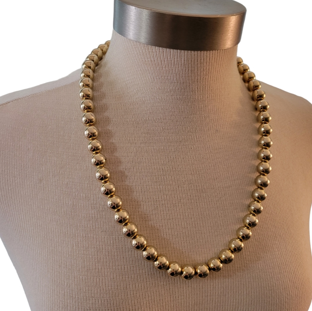 Vintage Goldtone Metal Beaded Necklace